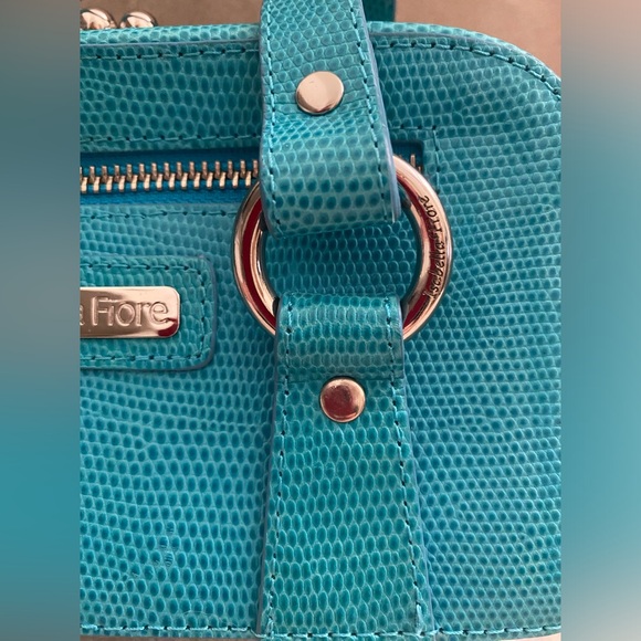 Vintage Isabella Fiore Rectangle Handbag Turquoise Green Silver Clasp Closure - Picture 11 of 12